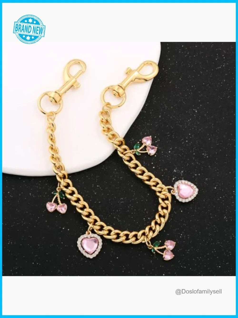 Gold Purse Chain Extender with Charms Bag Strap Accessory Keychain